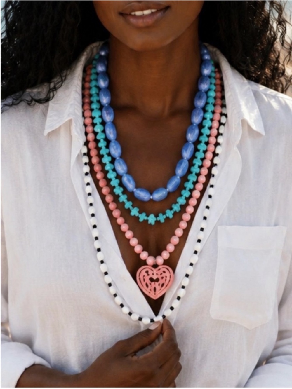 New! Colorful Mixed Beaded Stack Necklace Set 5010